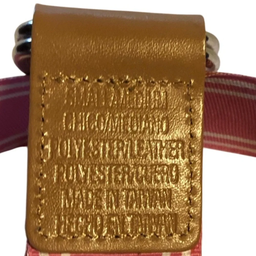 Pink and Tan Belt with Double D Ring Buckle like New